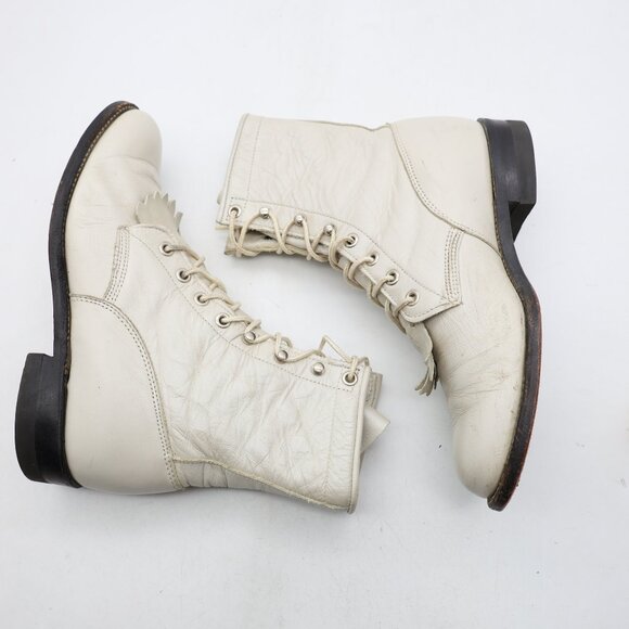 Justin Kiltie Roper Boots Women’s Size 6 B Pearl White Made in USA - Picture 8 of 11
